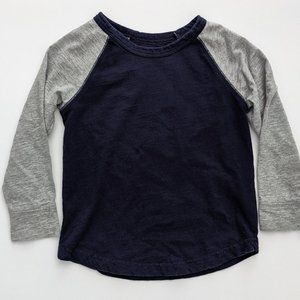 Primary Long-Sleeve Baseball Tee in Gray/Navy - Toddler 3.